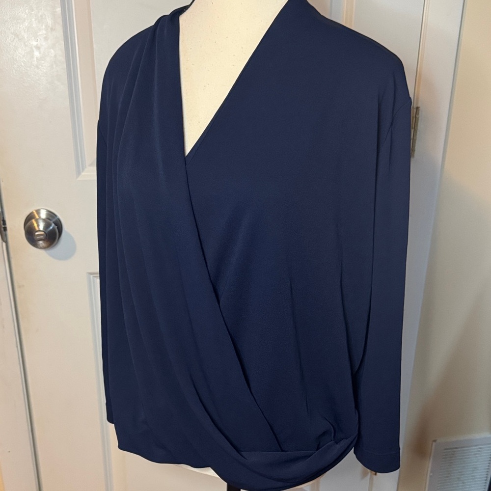 MM Lafleur Midnight Blue Draped Blouse